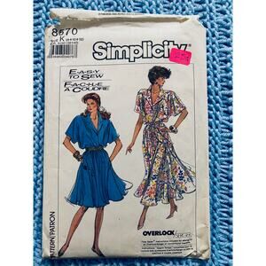 Simplicity sewing pattern  8570 Shirt dress pockets sz 8 10